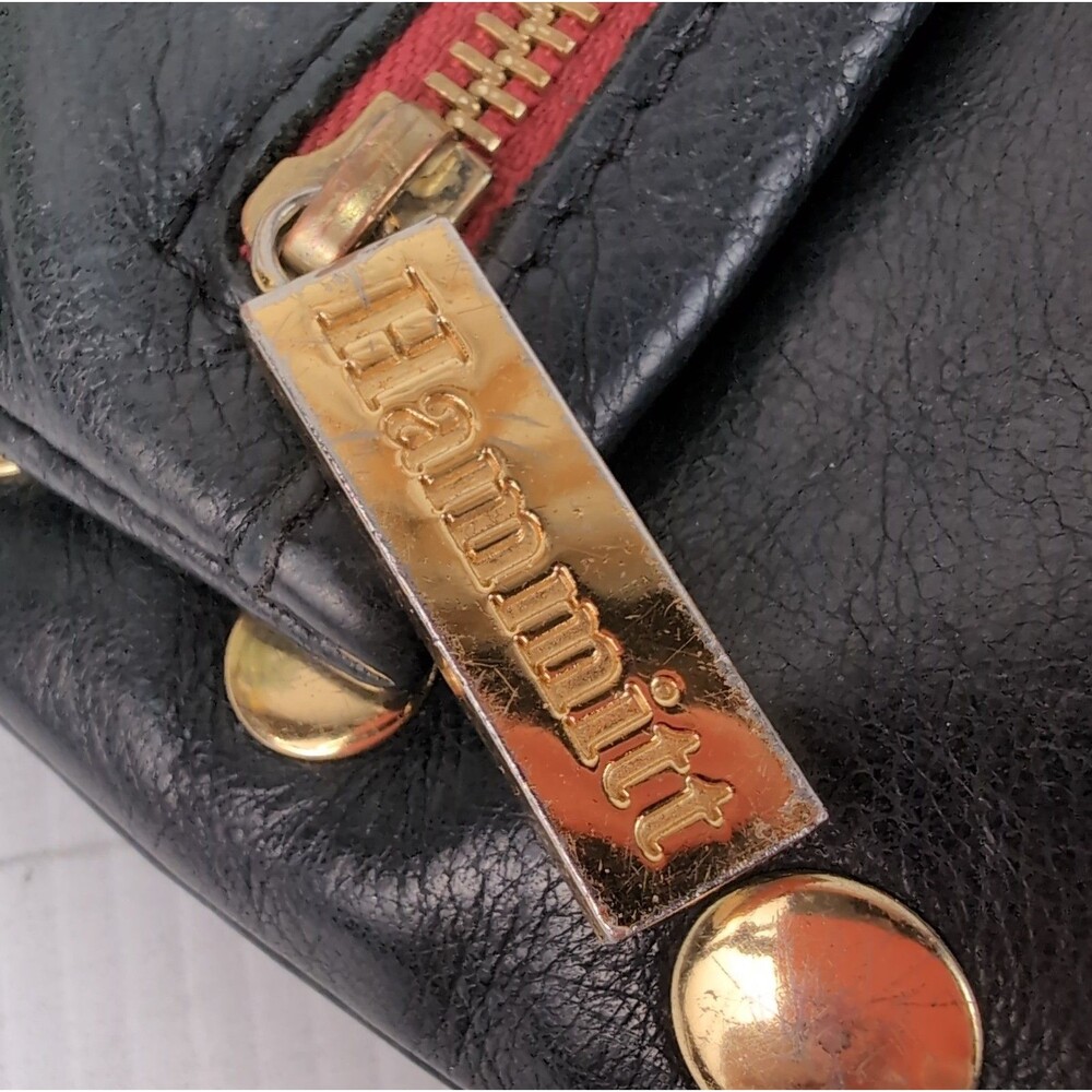 Hammitt Los Angeles Black Pebbled Leather VIP Satchel Red Zipper No Strap - Wear - Picture 4 of 15